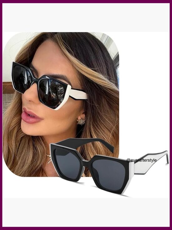 Oversized Cat Eye Sunglasses with UV400 Protection, Plastic Frame main image 6